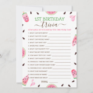 Cartes Pour Fêtes Annuelles Watermelon One In A Melon 1er Anniversaire Trivia