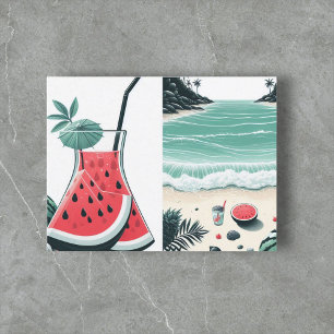 Cartes Pour Fêtes Annuelles Watermelon White Minimalist Plage Tropical Été