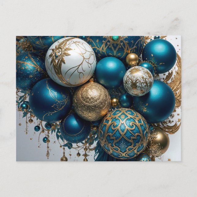 Cartes Pour Fêtes Annuelles Weihnachtskugeln Gold Blau Luxus Fest (Devant)