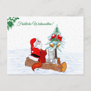Cartes Pour Fêtes Annuelles Weihnachtsmann Kaninchen Fox Eichhörnchen, Deutsch