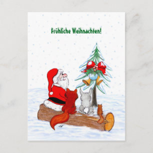 Cartes Pour Fêtes Annuelles Weihnachtsmann Kaninchen Fox Eichhörnchen, Deutsch