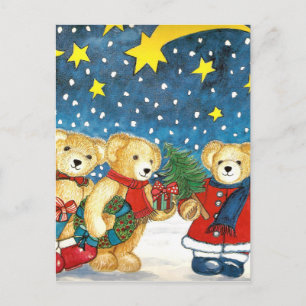 CARTES POUR FÊTES ANNUELLES WEIHNACHTSTEDYBÄREN MIT GESCHENKEN