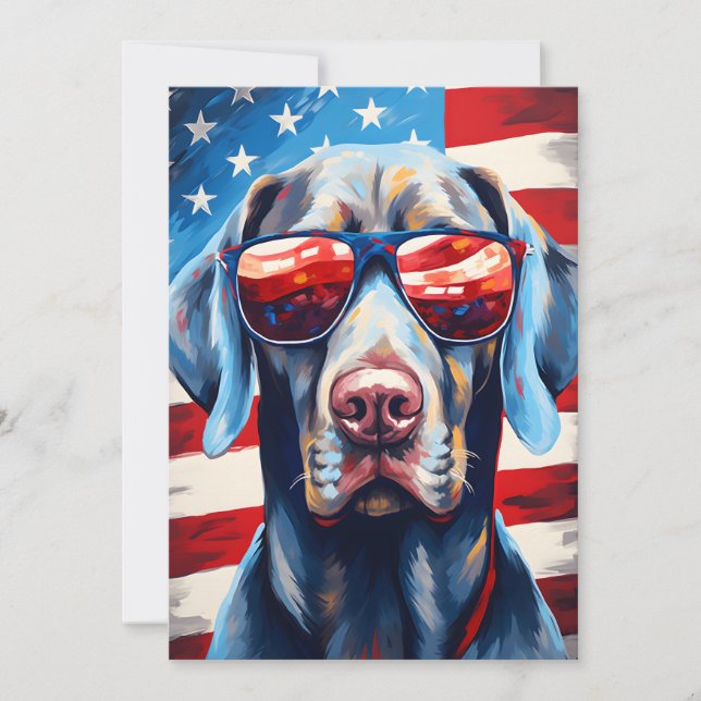 Cartes Pour Fêtes Annuelles Weimaraner 4 juillet fête de l'indépendance (Devant)