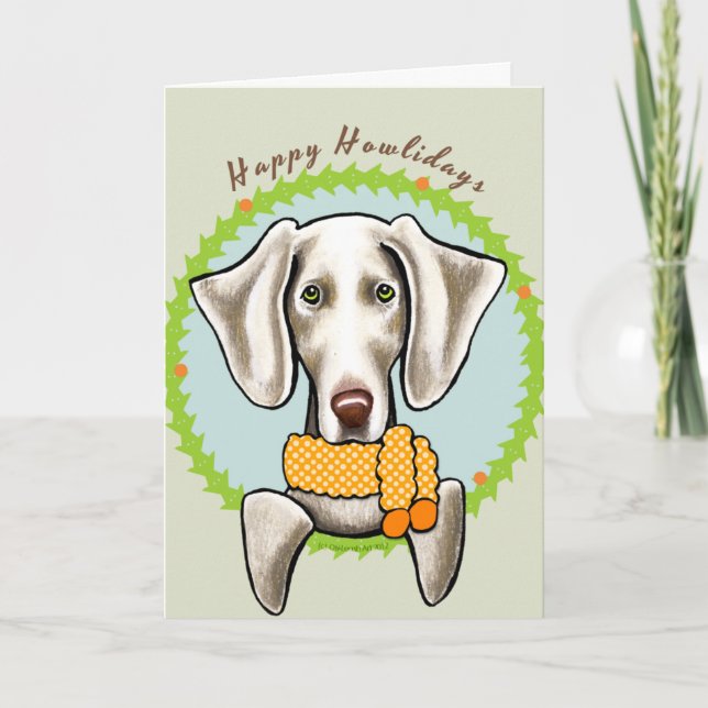 Cartes Pour Fêtes Annuelles Weimaraner Howlidays heureux (Devant)