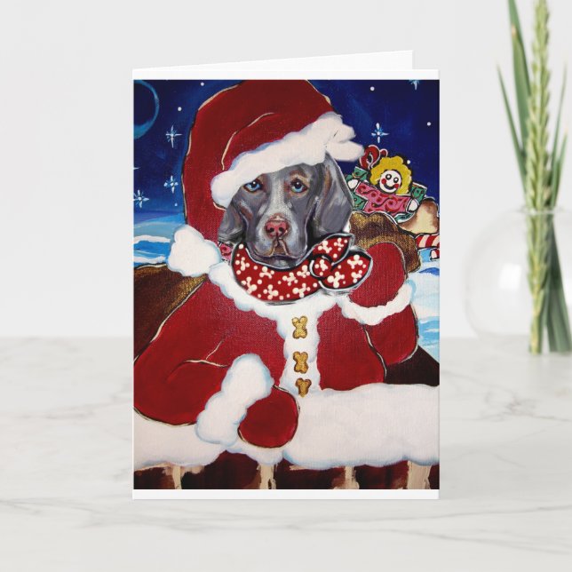 Cartes Pour Fêtes Annuelles Weimaraner Père Noël (Devant)