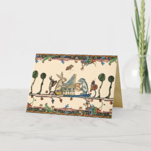 Cartes Pour Fêtes Annuelles WEIRD MÉDIÉVAL DE LA MUSIQUE, Lapin, Chien