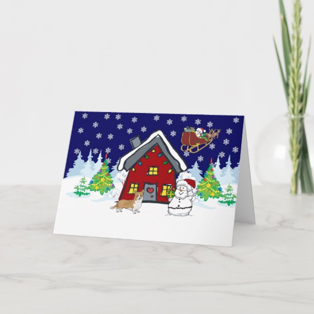 Cartes Pour Fêtes Annuelles Welsh Corgi Pays Noël (Devant)