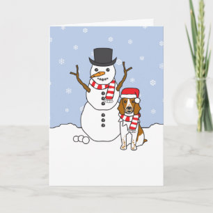 Cartes Pour Fêtes Annuelles Welsh Springer Spaniel et Snowman