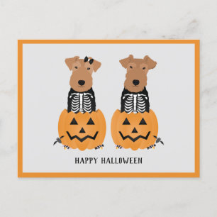 Cartes Pour Fêtes Annuelles Welsh Terrier Halloween Skeleton