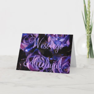 Cartes Pour Fêtes Annuelles Wesołego Alleluja Polonais Bonne Pâques violet Ros