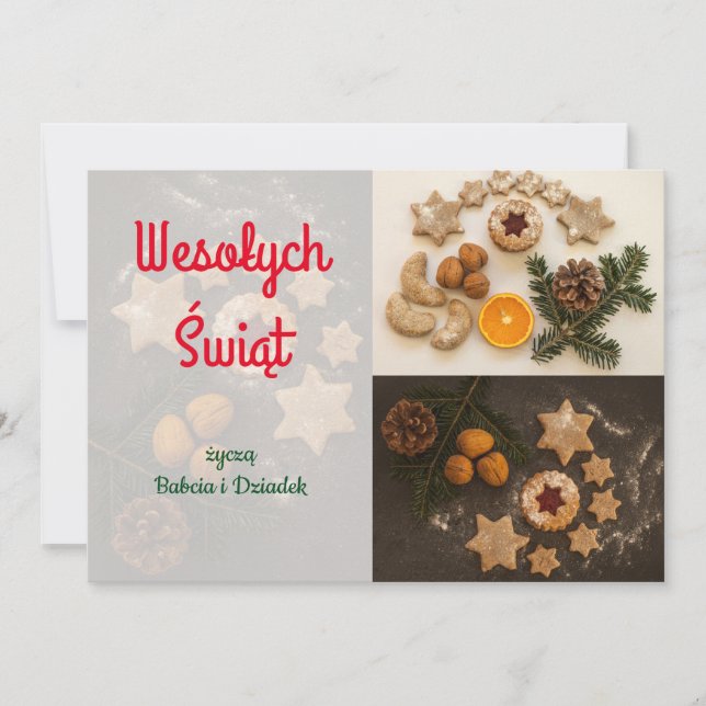 Cartes Pour Fêtes Annuelles Wesołych Świąt Noël polonais (Devant)