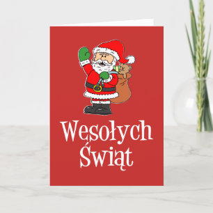 Cartes Pour Fêtes Annuelles Wesolych Swiat polonais Joyeux Noël Père Noël