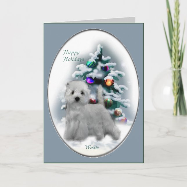 Cartes Pour Fêtes Annuelles West Highland White Terrier Cadeaux de Noël (Devant)