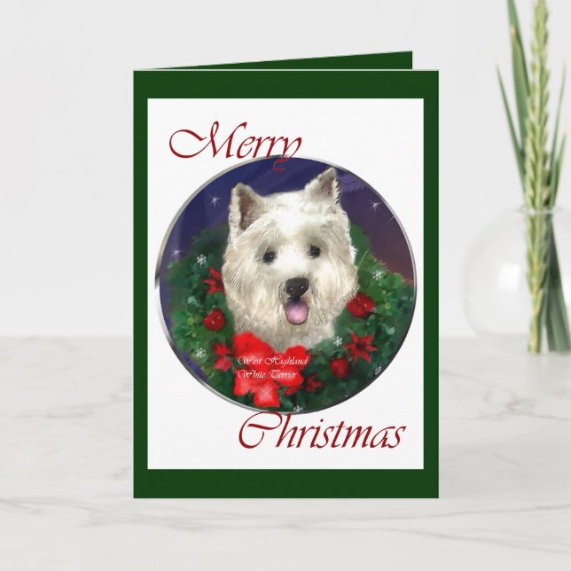 Cartes Pour Fêtes Annuelles West Highland White Terrier Cadeaux de Noël (Devant)