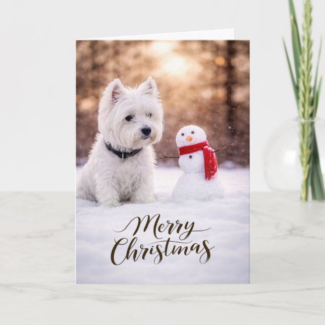 Cartes Pour Fêtes Annuelles West Highland White Terrier Christmas Snowman (Devant)