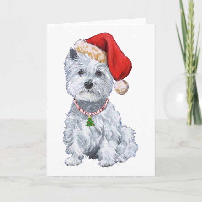 Cartes Pour Fêtes Annuelles West Highland White Terrier Santa Claus (Devant)