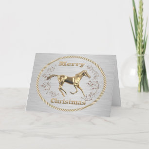 Cartes Pour Fêtes Annuelles Western Belt Buckle Gold Horse Joyeux Noël