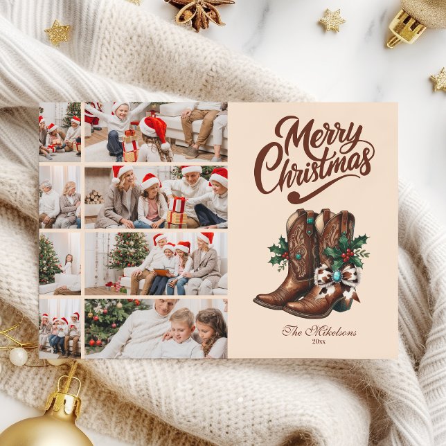 Cartes Pour Fêtes Annuelles Western Bow & Boots Christmas 8 Photo  (Créateur téléchargé)