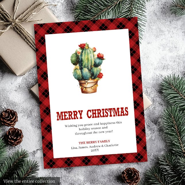 Cartes Pour Fêtes Annuelles Western Buffalo Plaid Christmas Greeting Card (Western Buffalo Plaid Christmas Greeting Card)