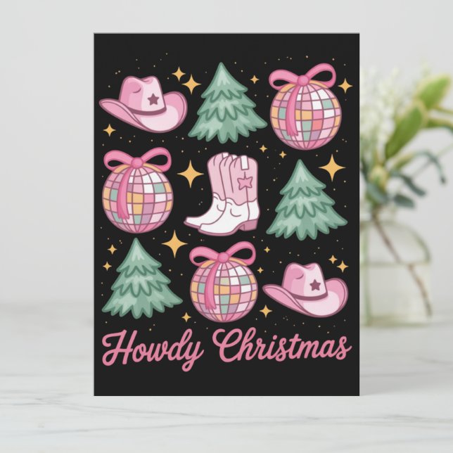 Cartes Pour Fêtes Annuelles Western Christmas Coquette Howd Girly Boots Chapea (Debout devant)