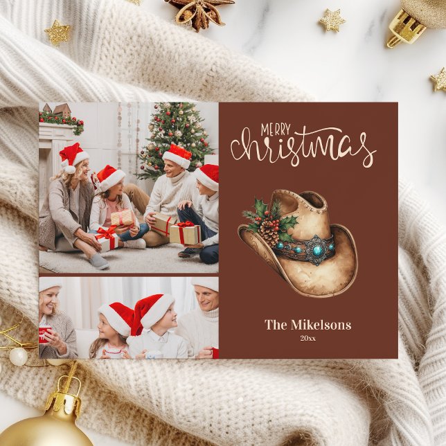 Cartes Pour Fêtes Annuelles Western Cowboy Casquette Noël 2 Photo (Créateur téléchargé)