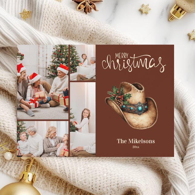 Cartes Pour Fêtes Annuelles Western Cowboy Casquette Noël 4 Photo (Créateur téléchargé)