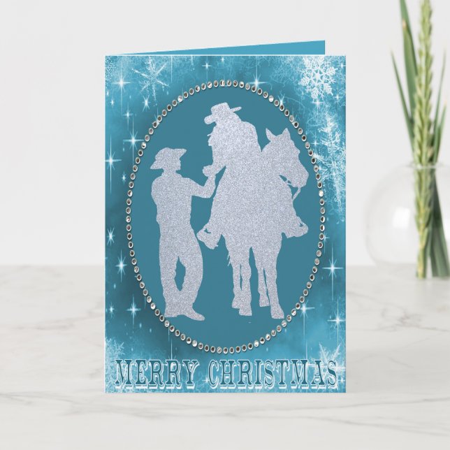Cartes Pour Fêtes Annuelles Western Cowboy Cowgirl Horry Noël (Devant)