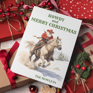 Cartes Pour Fêtes Annuelles Western Cowboy Père Noël Noël