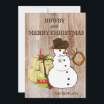 Cartes Pour Fêtes Annuelles Western Cowboy Snowman Noël Holiday<br><div class="desc">Ce design a été créé par art numérique et peut être personnalisé dans la zone fournie par le changement de la photo et/ou du texte. Vous pouvez également le customiser en choisissant l'option cliquer pour customiser une autre option et supprimer ou modifier la couleur de l'arrière - plan, ajouter du...</div>