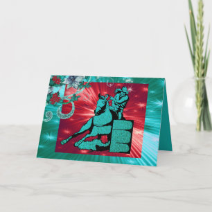 Cartes Pour Fêtes Annuelles Western Cowgirl Barrel Racer Holiday Greeting Card