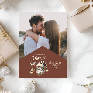 Cartes Pour Fêtes Annuelles Western First Christmas Marié Photo