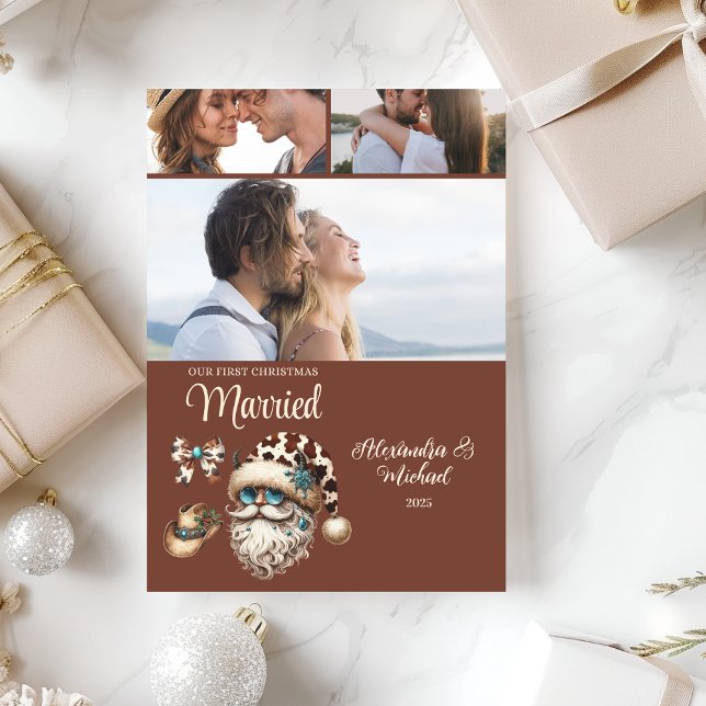 Cartes Pour Fêtes Annuelles Western First Christmas Married 3 Photo  (Créateur téléchargé)