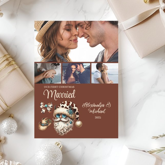 Cartes Pour Fêtes Annuelles Western First Christmas Married 4 Photo  (Créateur téléchargé)