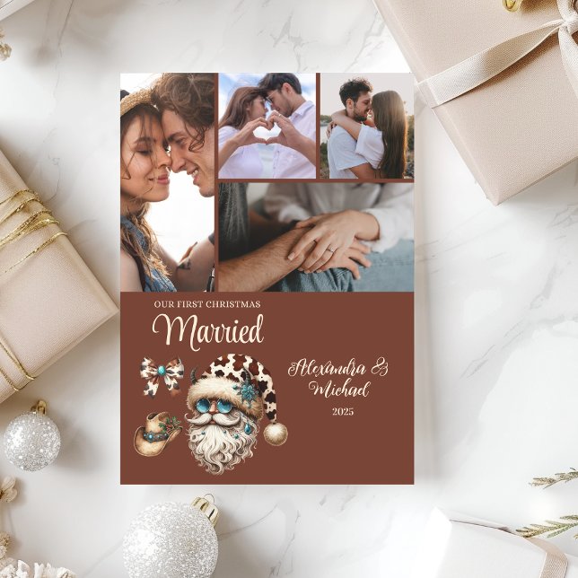 Cartes Pour Fêtes Annuelles Western First Christmas Married 5 Photo  (Créateur téléchargé)