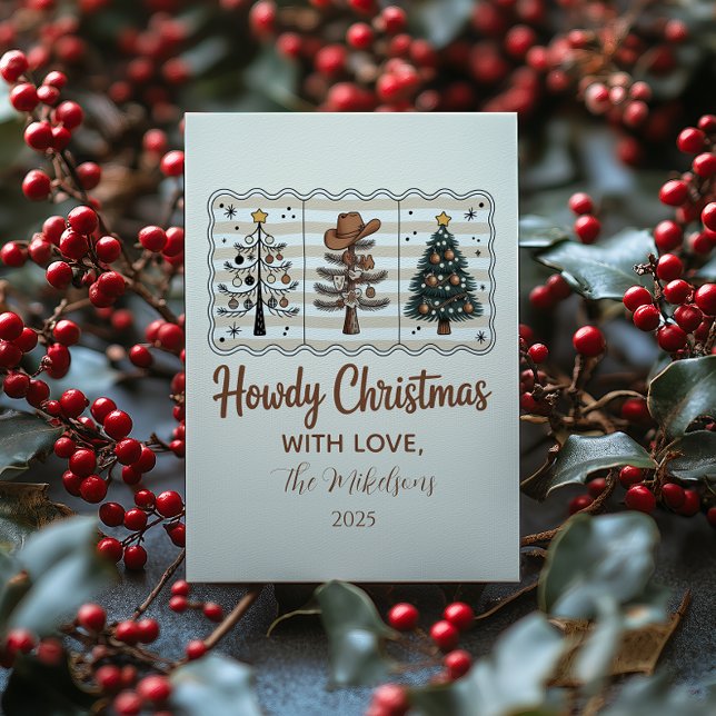 Cartes Pour Fêtes Annuelles Western Howdy Cowboy Christmas (Créateur téléchargé)