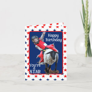 Cartes Pour Fêtes Annuelles Western Rodeo Cowboy Cowgirl Mutton Busthd