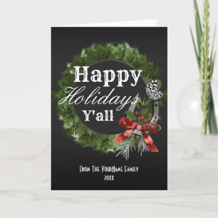 Cartes Pour Fêtes Annuelles Western Wreath Nom de famille personnalisé