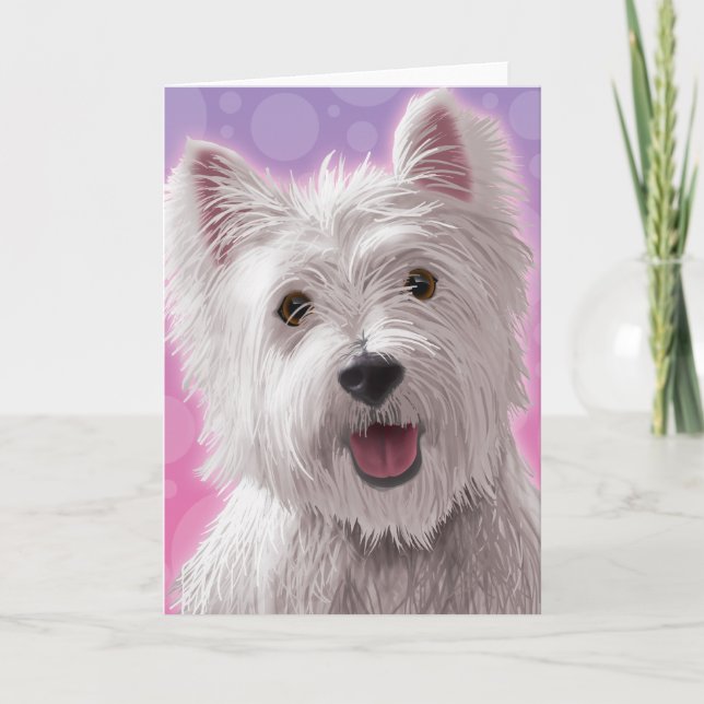Cartes Pour Fêtes Annuelles Westie avec un sourire (Devant)