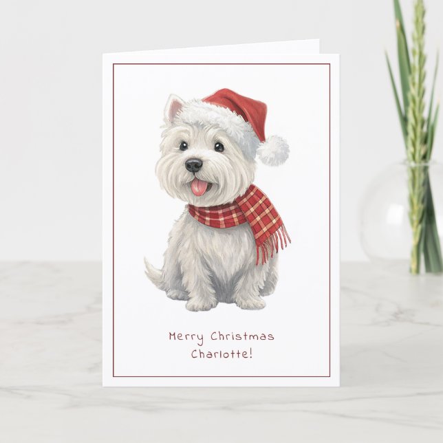 Cartes Pour Fêtes Annuelles Westie Cheeky Dog Cute Christmas Card Personalise (Devant)