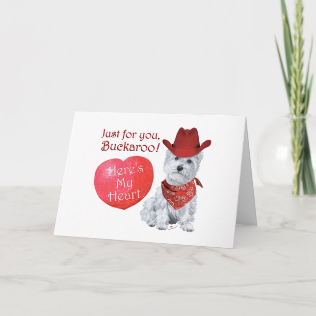 Cartes Pour Fêtes Annuelles Westie Cowboy Valentine (Devant)