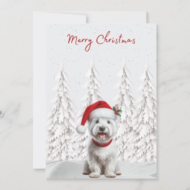 Cartes Pour Fêtes Annuelles Westie in Santa Hat Joyeux Noël Card (Devant)