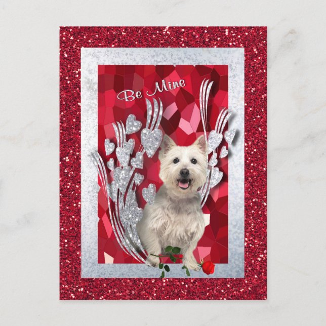 Cartes Pour Fêtes Annuelles Westie Puppy Be Mine Valentine Version 3 (Devant)