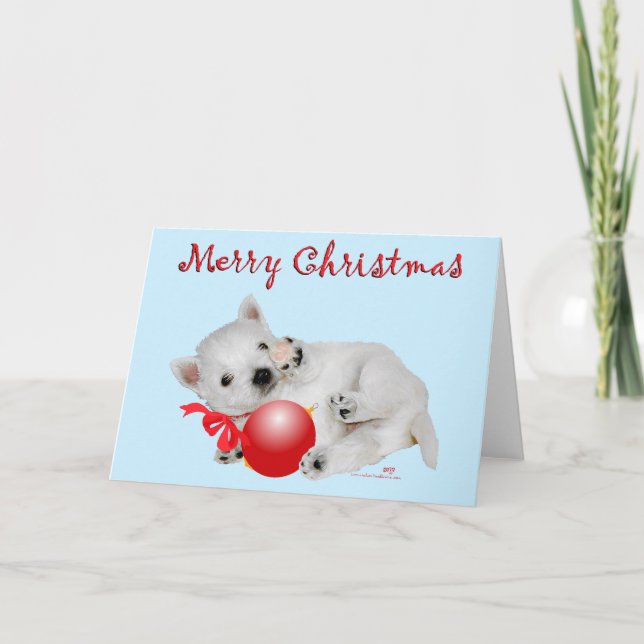 Cartes Pour Fêtes Annuelles Westie Puppy Christmas Playtime (Devant)