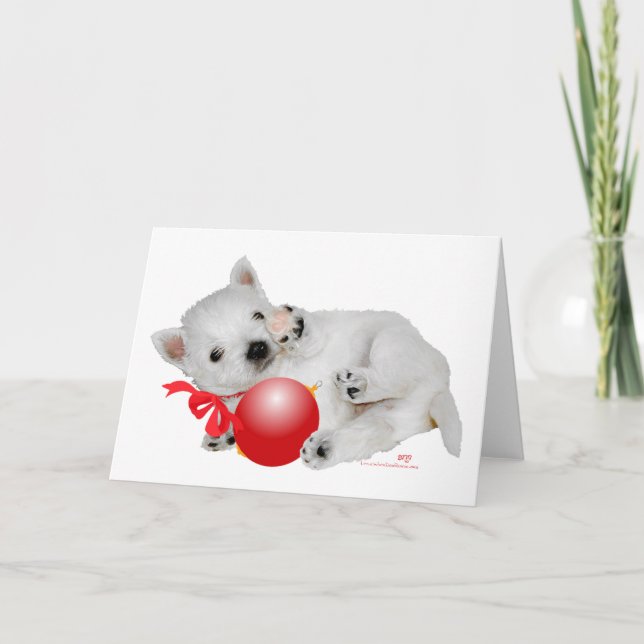 Cartes Pour Fêtes Annuelles Westie Puppy Christmas Playtime (Devant)