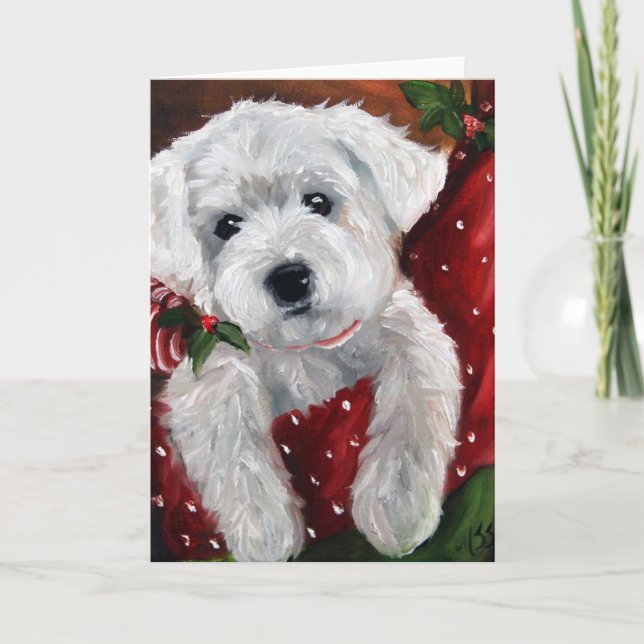 Cartes Pour Fêtes Annuelles Westie West Highland terrier chien Noël (Devant)
