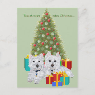 Cartes Pour Fêtes Annuelles Westies au pied de l'arbre de Noël