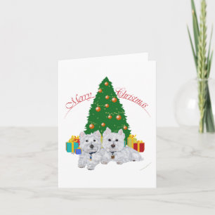 Cartes Pour Fêtes Annuelles Westies au pied de l'arbre de Noël