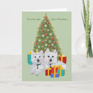 Cartes Pour Fêtes Annuelles Westies au pied de l'arbre de Noël