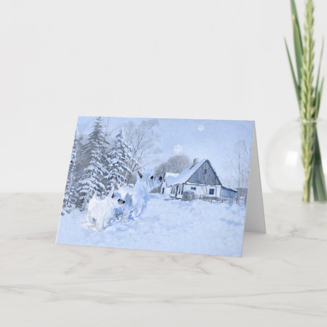 Cartes Pour Fêtes Annuelles Westies Love the Wintertime (Devant)