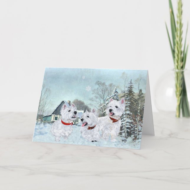 Cartes Pour Fêtes Annuelles Westies Love the Wintertime (Devant)